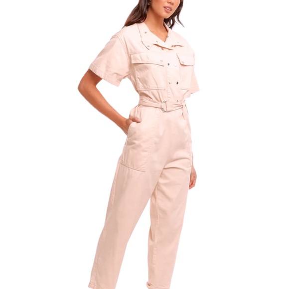 Magali Pascal x Anthropologie Dylan Lg Pink Beige Utility Jumpsuit Coveralls - Picture 4 of 15